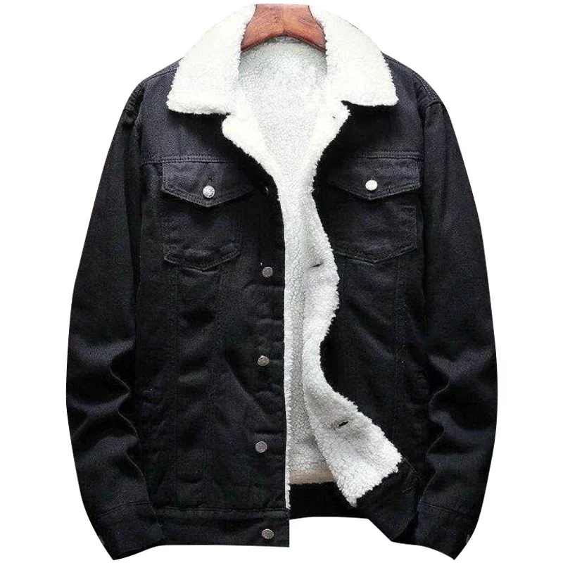 Hugo - Hip Hop svrchní oblečení Zimní pánská teplá džínová bunda