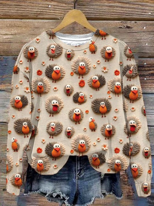 Ležérní Mikina s Roztomilým Podzimním Potiskem Little Turkeys Thanksgiving
