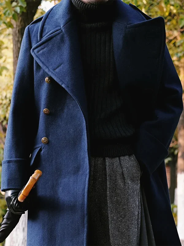 Brandom - Pánský stylový dvouřadový vlněný kabát s kapsami pro volný čas