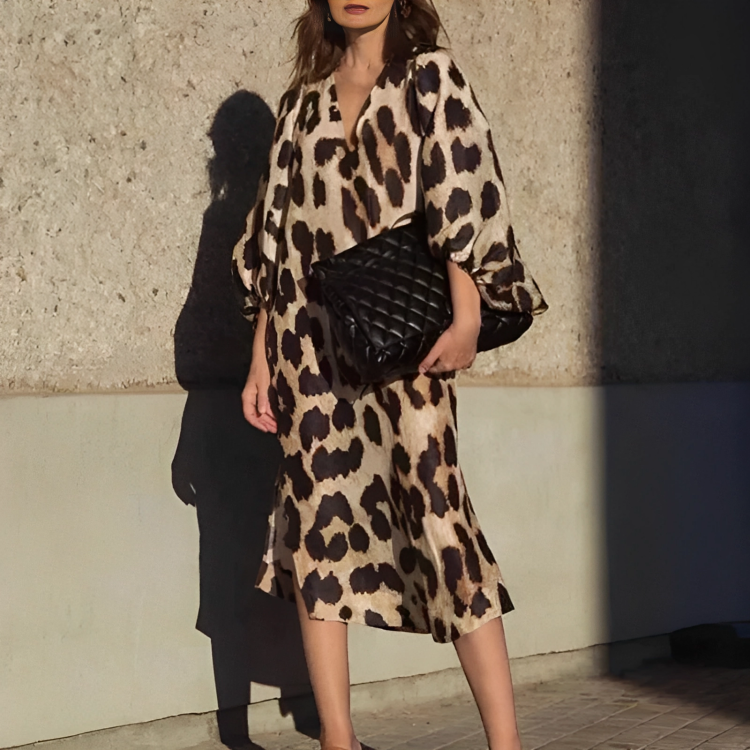 Mi-dlhé šaty s leopardním potiskem - kira
