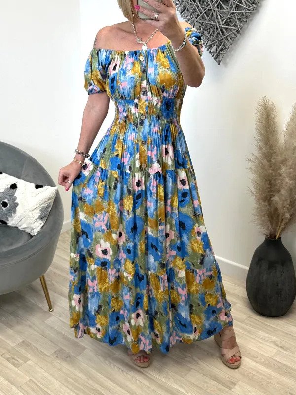 Kouzelné dlouhé maxi sluneční šaty s květinovým potiskem