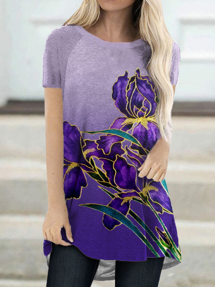 Elegantní tričko s netopýřím rukávem Irises Gradient