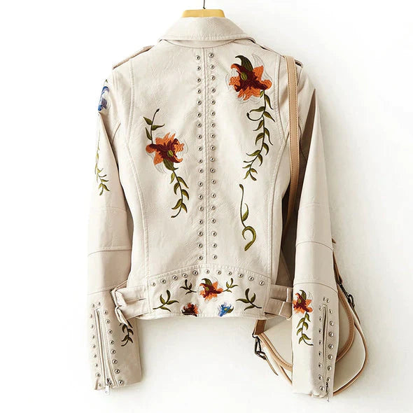 Arantique - Kožená bunda s květy