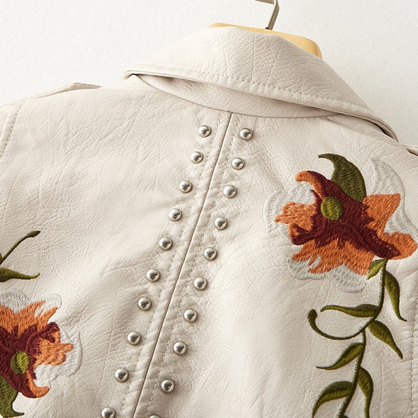Arantique - Kožená bunda s květy